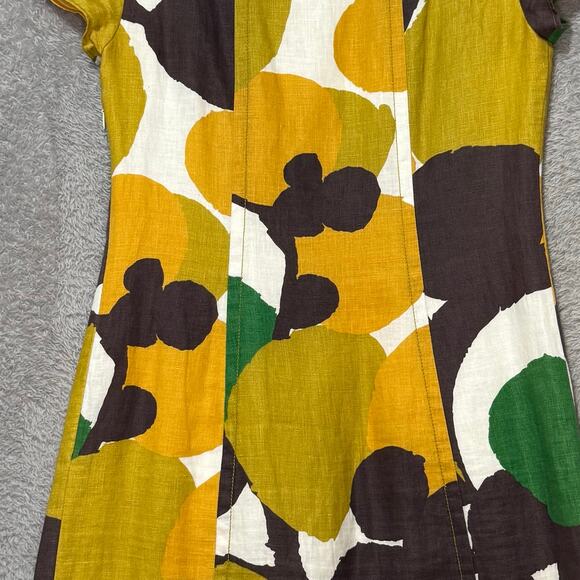 Boden Linen Audrey Sheath Turtleneck Short Sleeve Dress Women 4 Brown Orange Tan - Picture 5 of 11